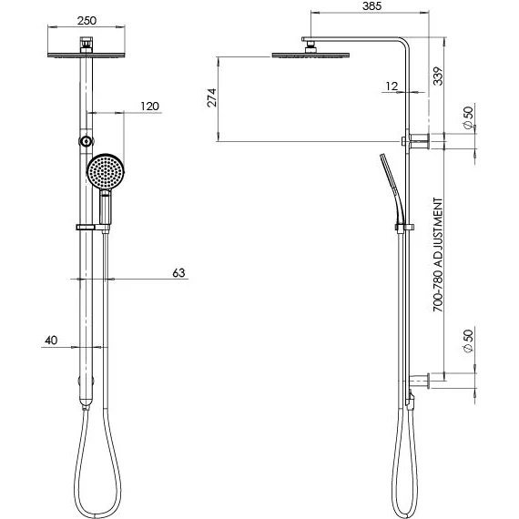 Phoenix NX QUIL Twin Shower | Brushed Nickel | - Image 2