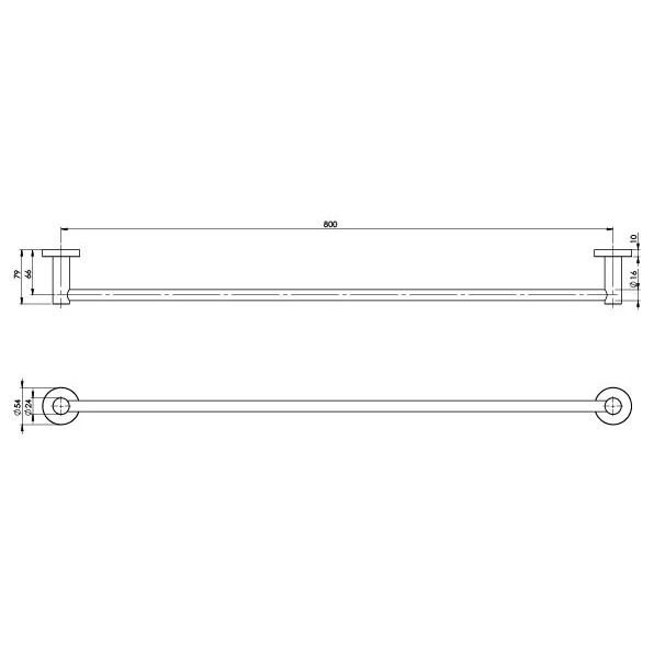 Phoenix Radii SS 316 Single Towel Rail 800mm Round Plate | Stainless Steel | - Image 2