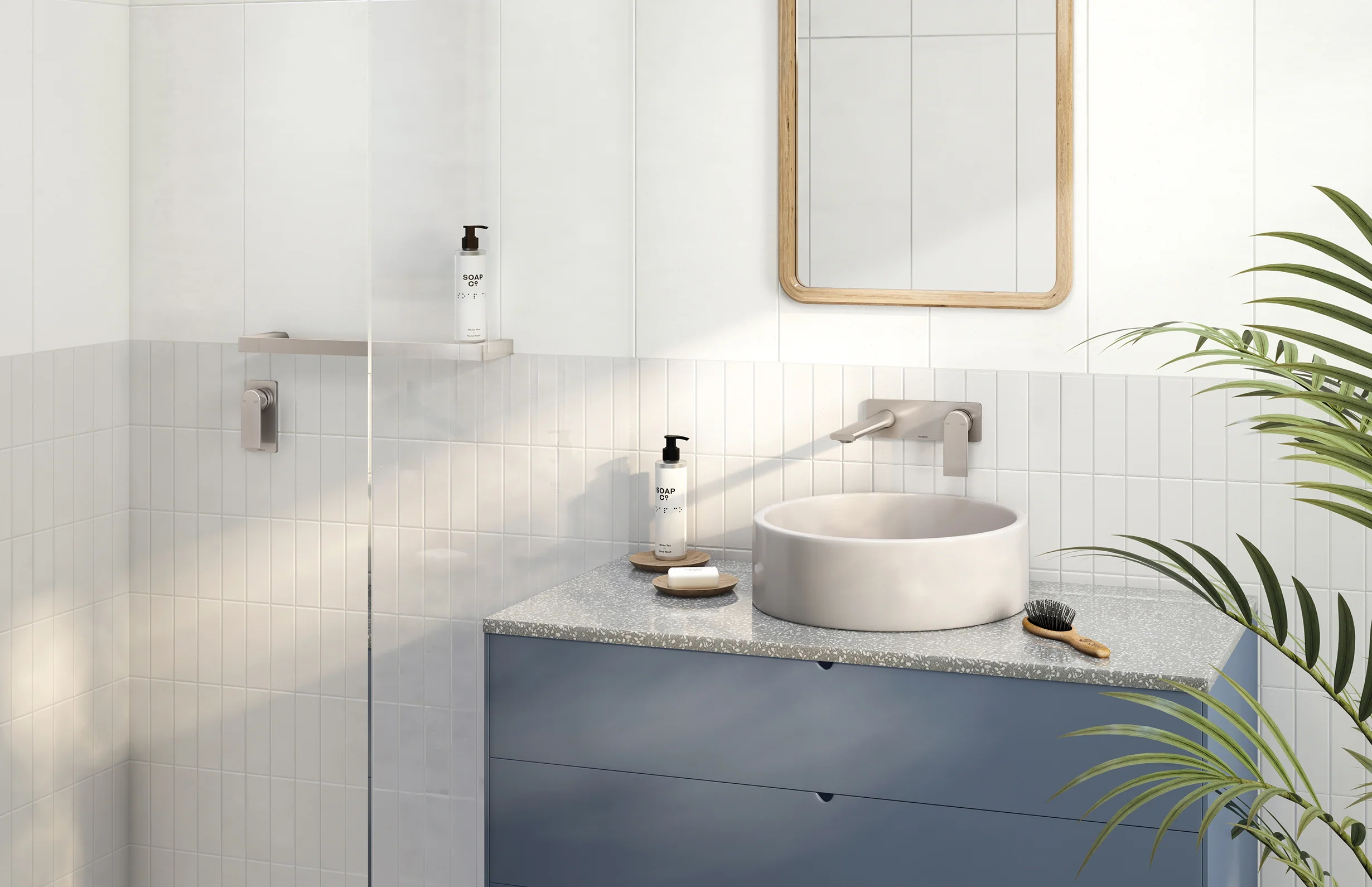 Phoenix Teel Wall Basin/ Bath Mixer Set 200mm | Brushed Nickel | - Image 3