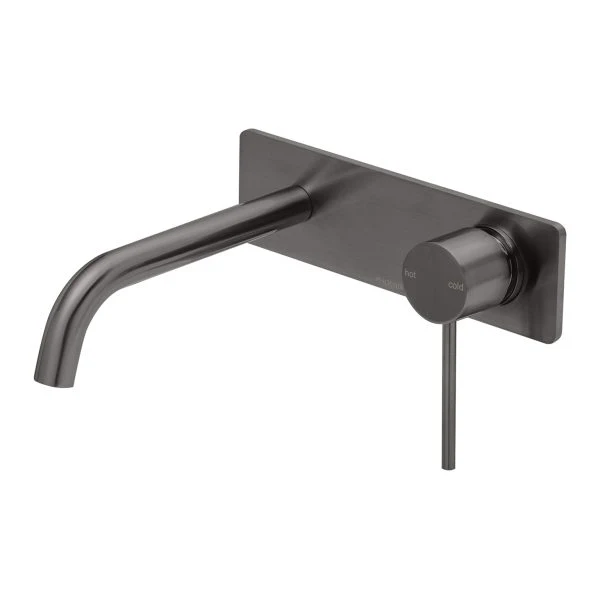 Phoenix Vivid Slimline Basin/ Bath Wall Mixer Set 180mm Curved | Brushed Carbon |