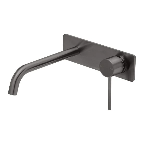 Phoenix Vivid Slimline Basin/ Bath Wall Mixer Set 230mm Curved | Brushed Carbon |