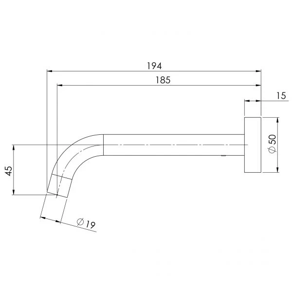 Phoenix Vivid Slimline Basin/ Bath Wall Outlet 180mm Curved | Brushed Nickel | - Image 2