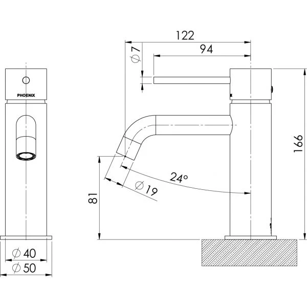 Phoenix Vivid Slimline Basin Mixer | Brushed Carbon | - Image 2