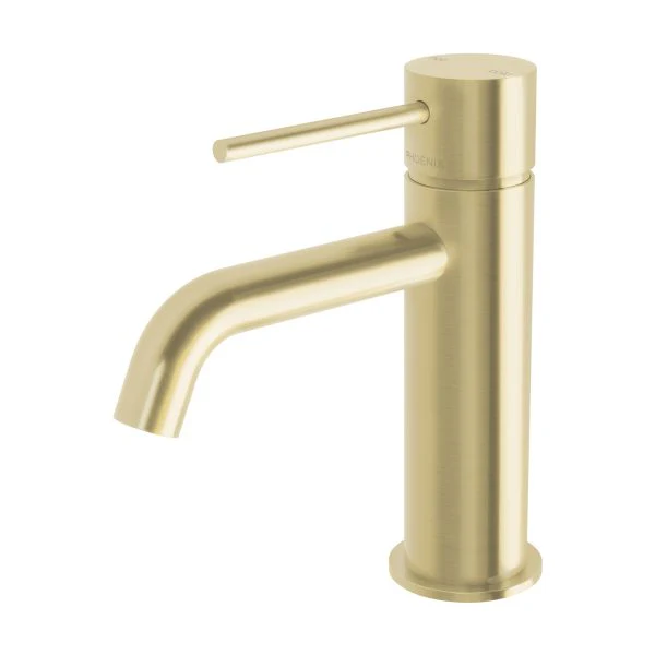 Phoenix Vivid Slimline Basin Mixer Curved Outlet | Brushed Gold |