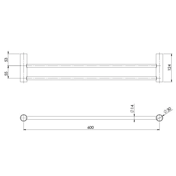Phoenix Vivid Slimline Double Towel Rail 600mm | Chrome | - Image 2