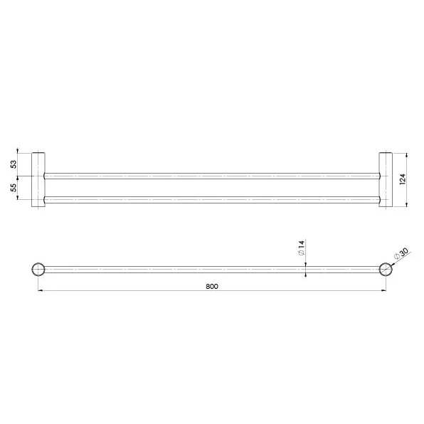 Phoenix Vivid Slimline Double Towel Rail 800mm | Brushed Gold | - Image 2