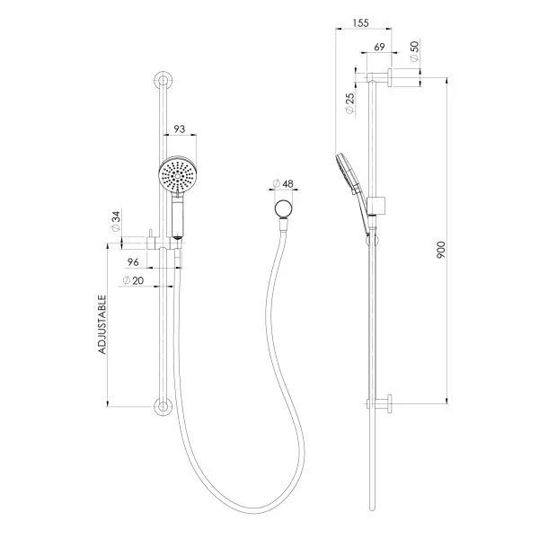 Phoenix Vivid Slimline Extended Rail Shower | Brushed Nickel | - Image 2
