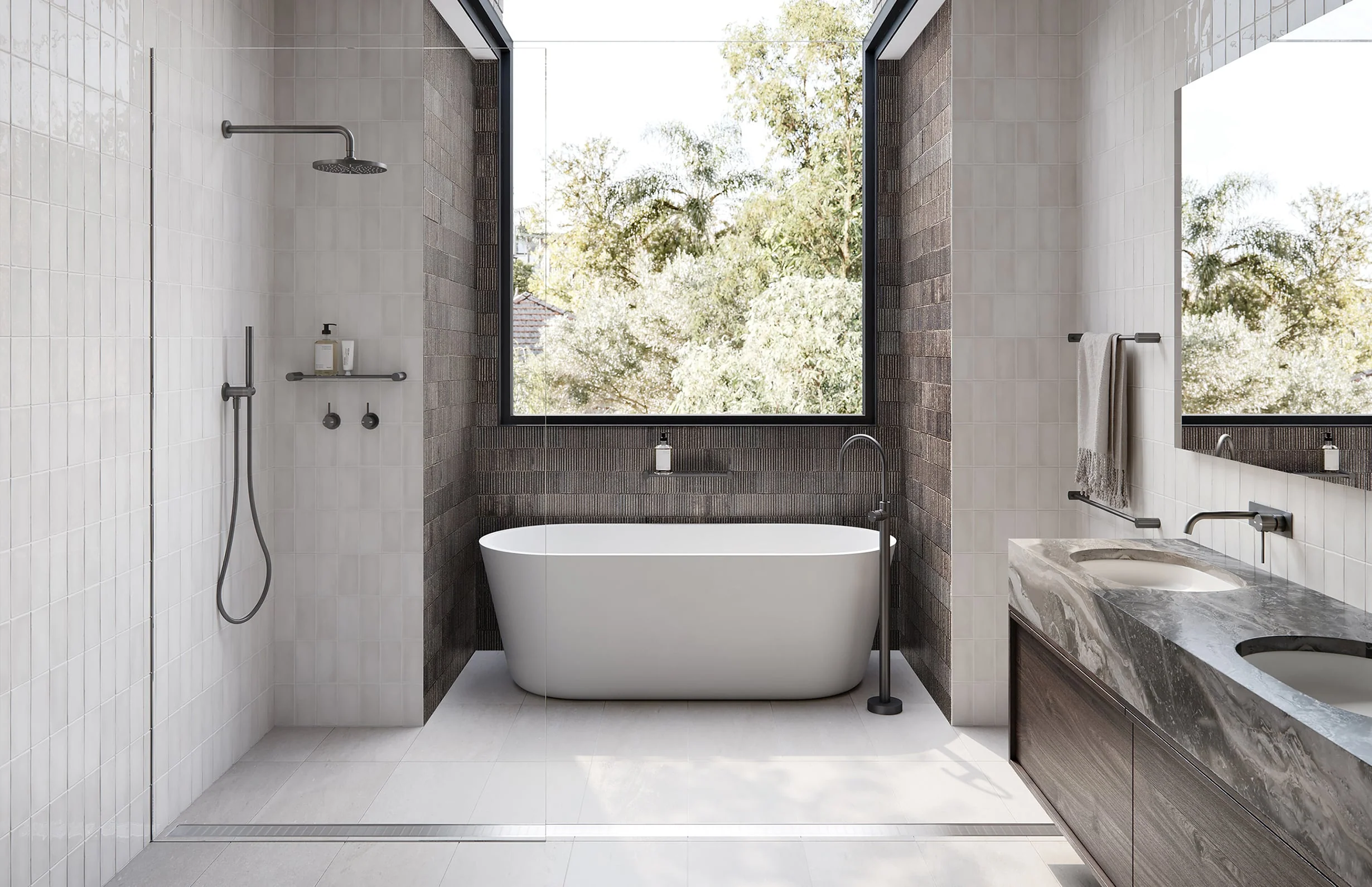Phoenix Vivid Slimline Floor Mounted Bath Mixer | Brushed Carbon | - Image 3