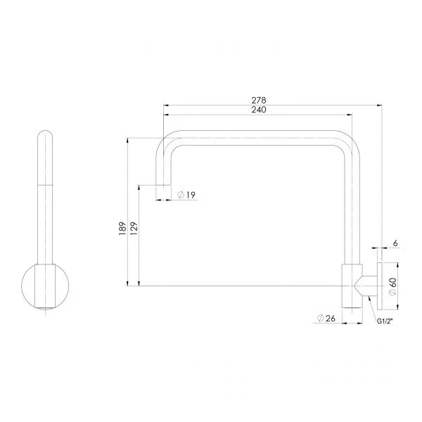 Phoenix Vivid Slimline Plus Wall Sink Outlet 240mm Squareline | Brushed Nickel | - Image 2