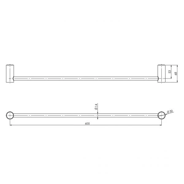 Phoenix Vivid Slimline Single Towel Rail 600mm | Chrome | - Image 2