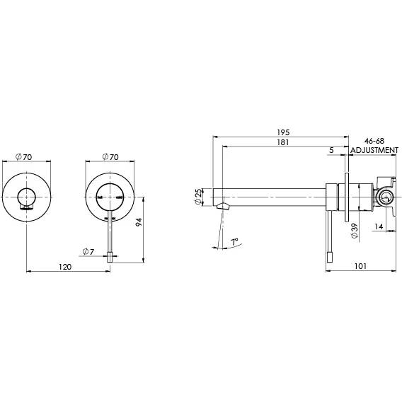Phoenix Vivid Slimline SS 316 Wall Basin/ Bath Mixer Set 180mm | Stainless Steel | - Image 2