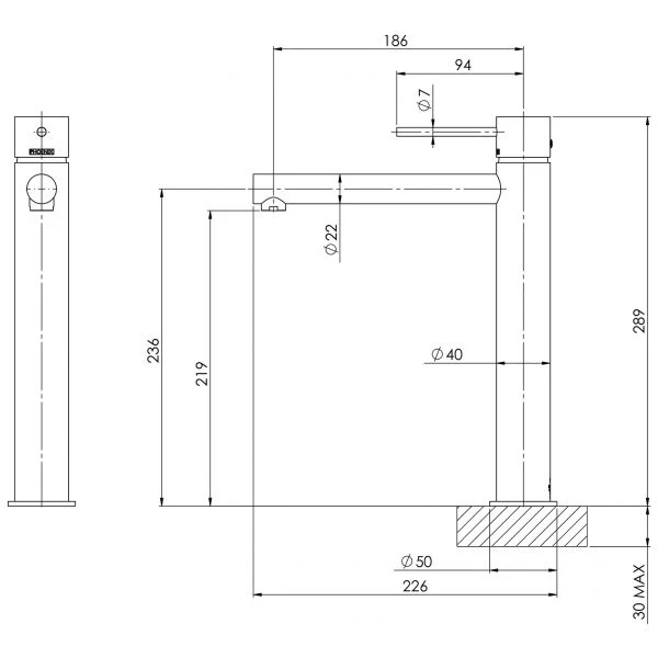 Phoenix Vivid Slimline Vessel Mixer | Chrome | - Image 2