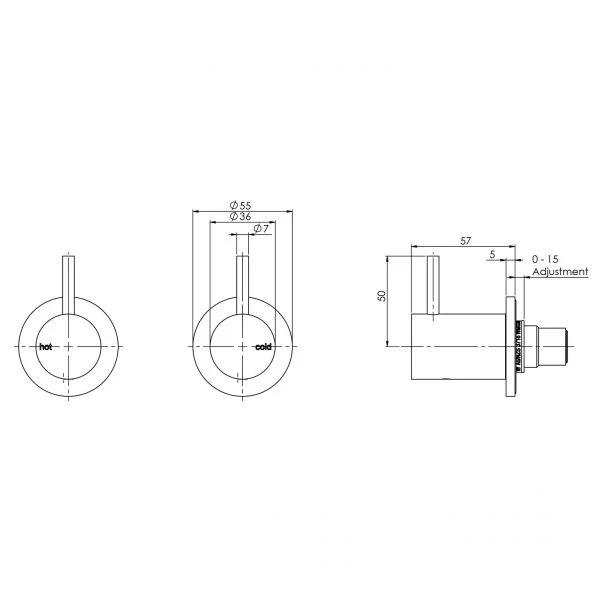 Phoenix Vivid Slimline Wall Top Assemblies Available with Standard or Extended Spindles | Matte Black | - Image 2