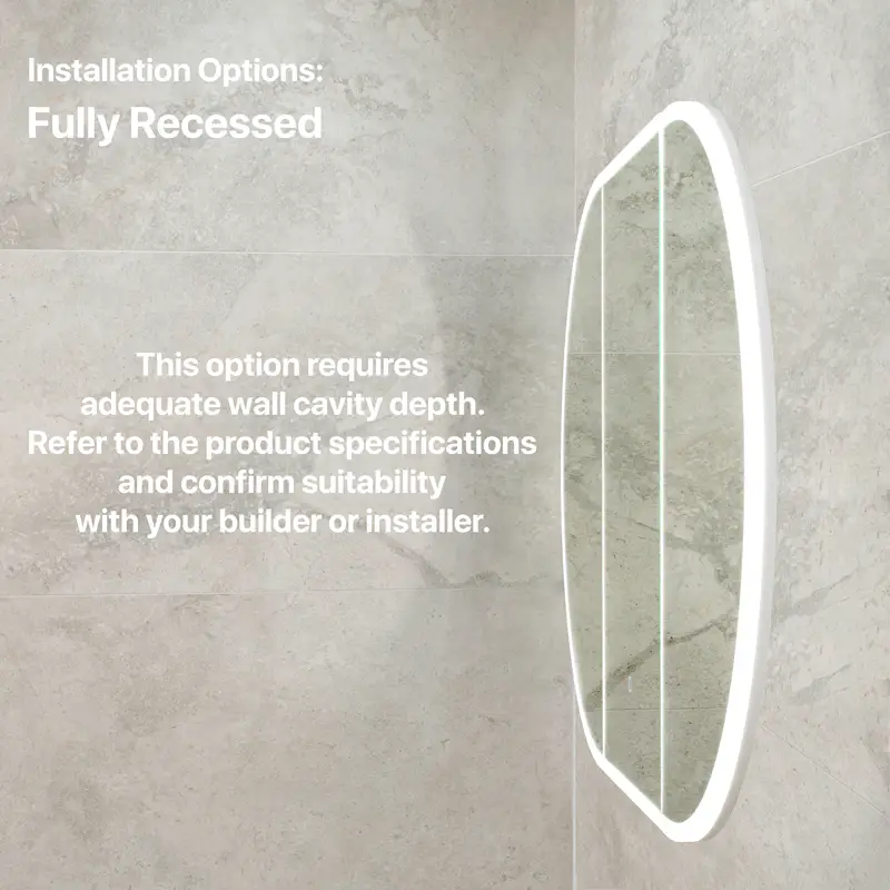 Pill Oval 1200mm x 750mm Frontlit LED Mirrored Shaving Cabinet, Matte White - Image 10