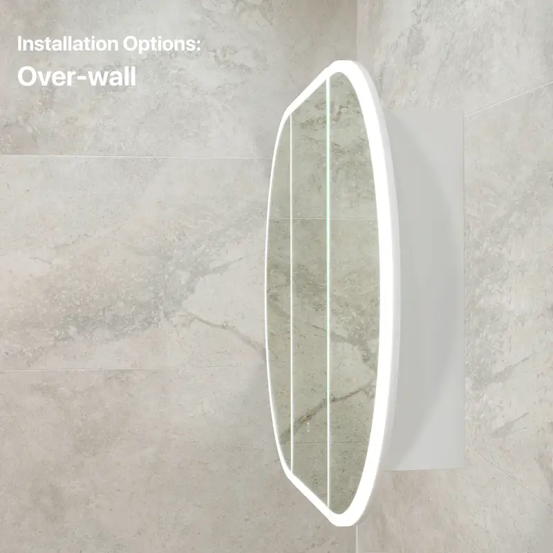 Pill Oval 1200mm x 750mm Frontlit LED Mirrored Shaving Cabinet, Matte White - Image 8