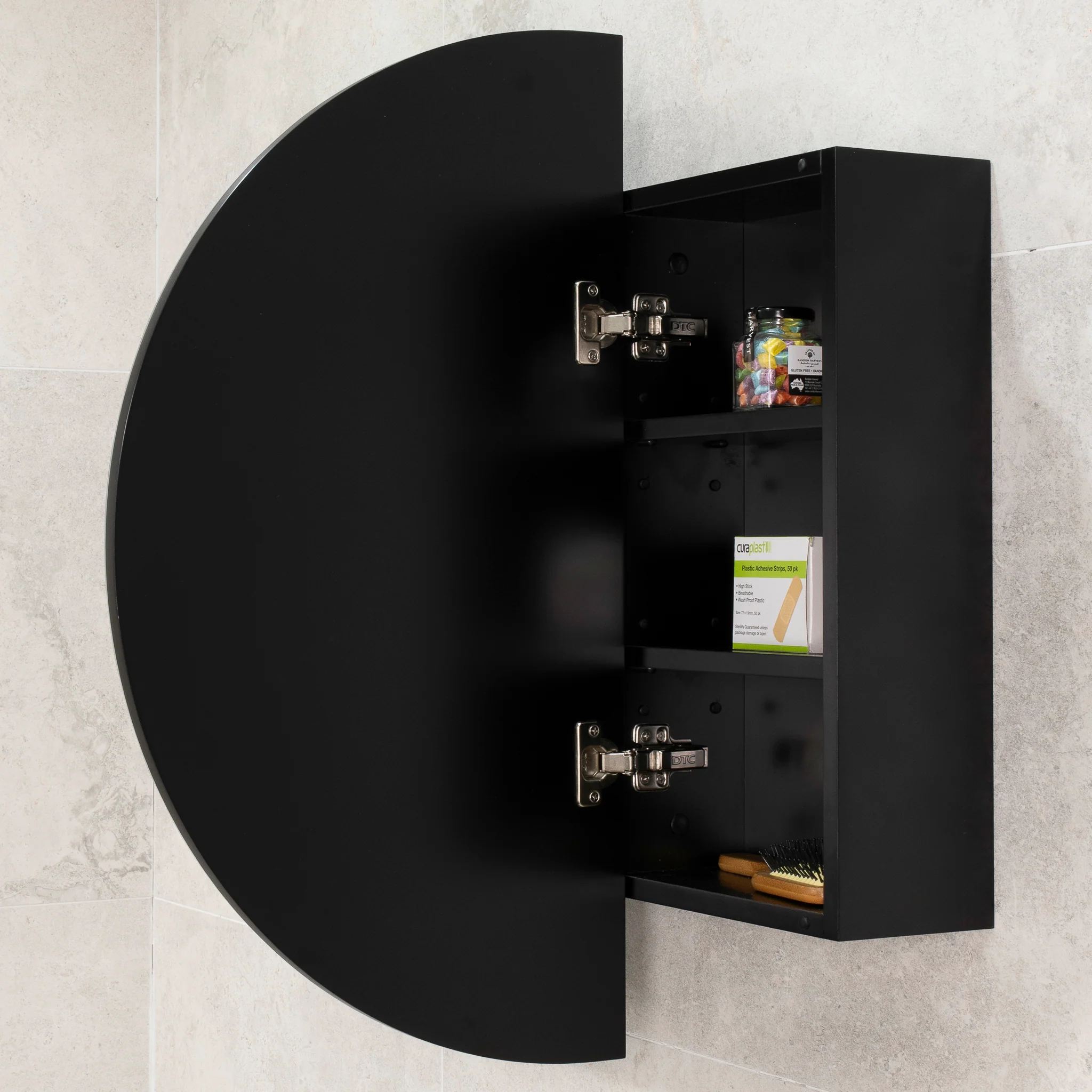 Pill Oval 1200mm x 750mm Mirrored Shaving Cabinet, Matte Black - Image 9