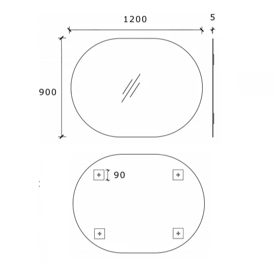 Pill Oval 1200mm x 900mm Frameless Mirror with Polished Edge - Image 5