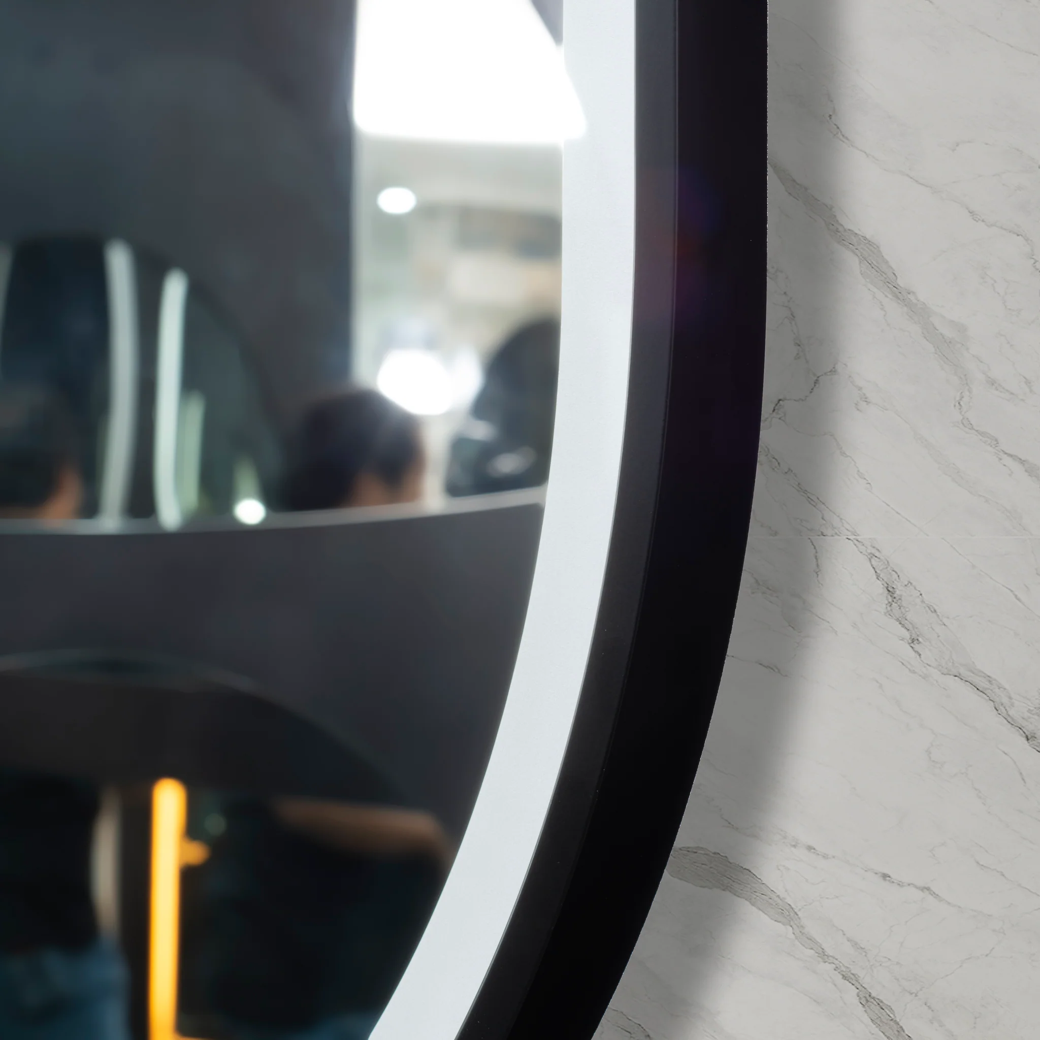 *Clearance* Pill Oval 1500mm x 900mm Frontlit LED Framed Mirror with Demister, Matte Black Frame - Image 3