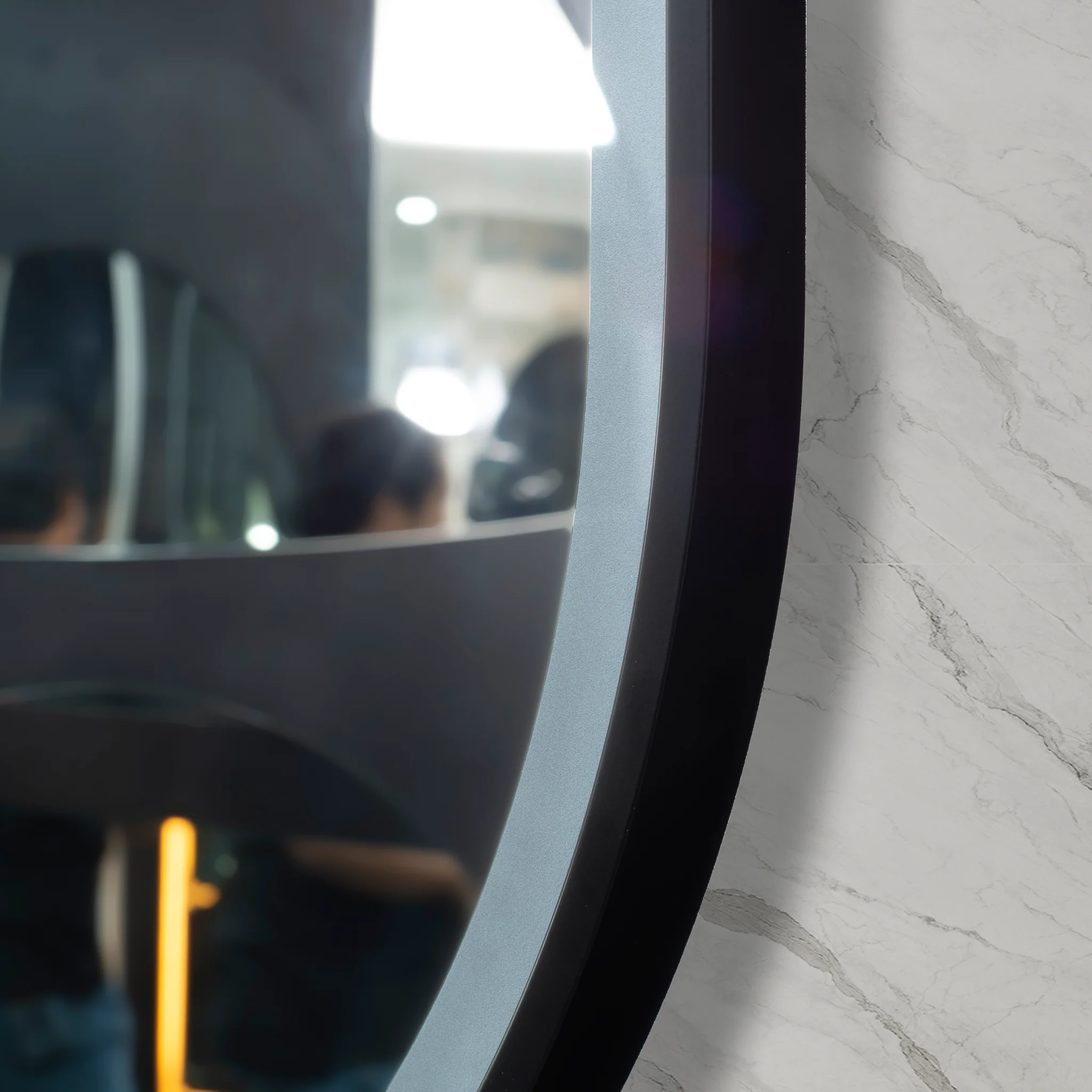 *Clearance* Pill Oval 1500mm x 900mm Frontlit LED Framed Mirror with Demister, Matte Black Frame - Image 4