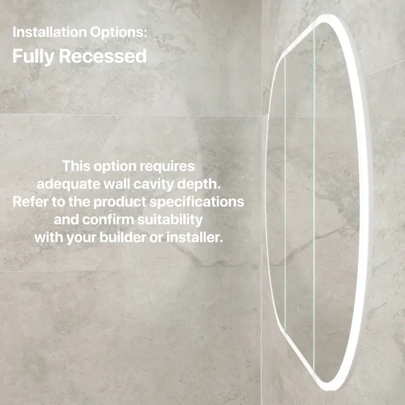 Pill Oval 1500mm x 900mm Frontlit LED Mirrored Shaving Cabinet, Matte White - Image 11
