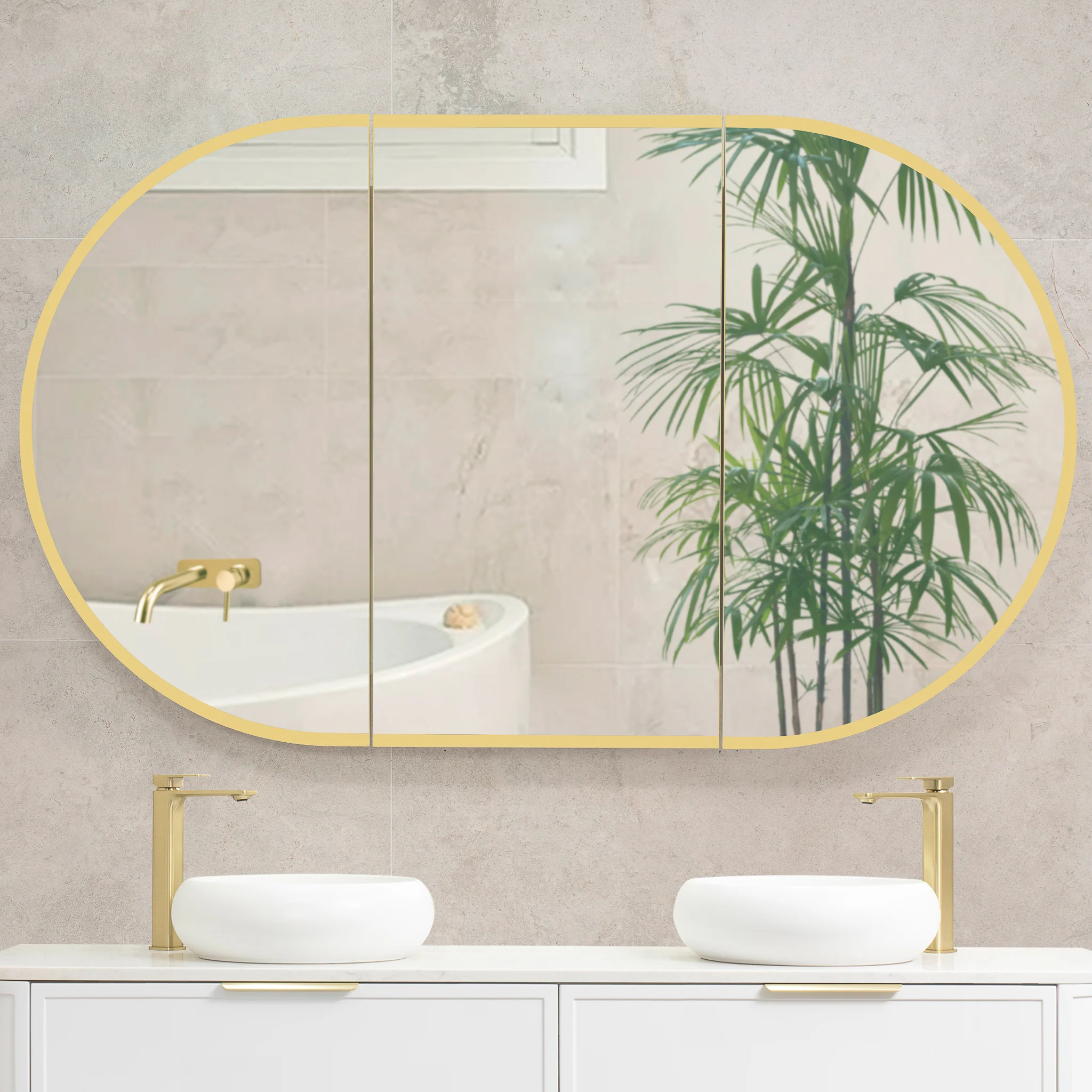 Pill Oval 1500mm x 900mm Frontlit LED Mirrored Shaving Cabinet, Matte White - Image 8