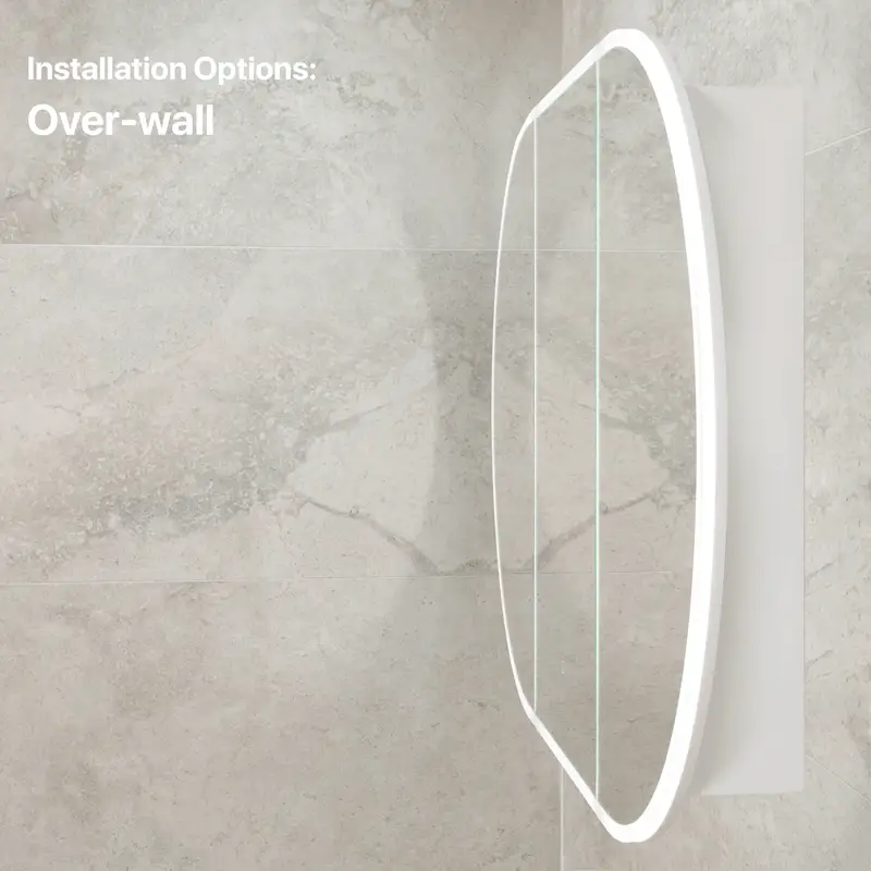 Pill Oval 1500mm x 900mm Frontlit LED Mirrored Shaving Cabinet, Matte White - Image 9