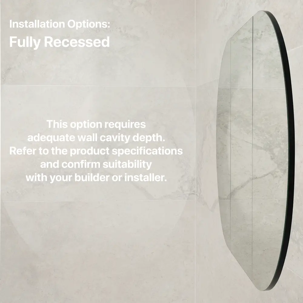Pill Oval 1500mm x 900mm Mirrored Shaving Cabinet, Matte Black - Image 13