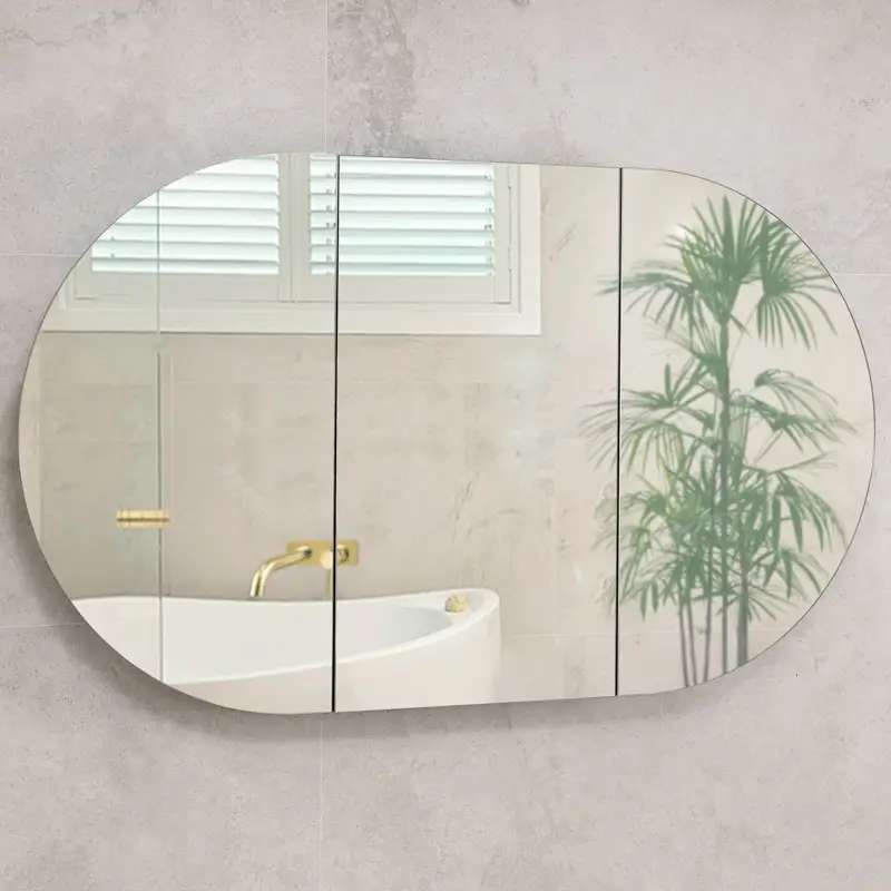 Pill Oval 1500mm x 900mm Mirrored Shaving Cabinet, Matte Black - Image 2