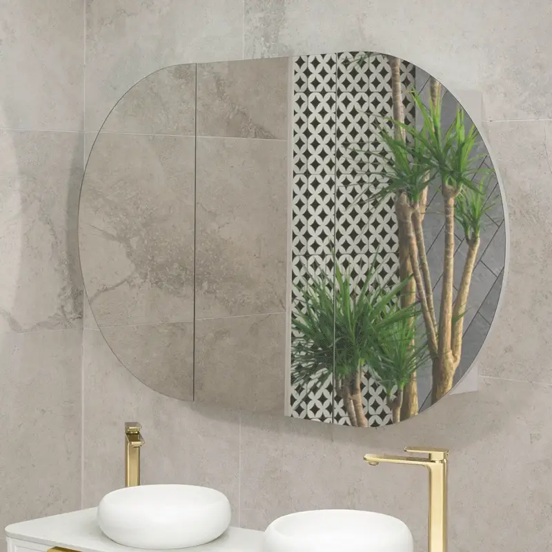 Pill Oval 1500mm x 900mm Mirrored Shaving Cabinet, Matte White - Image 2