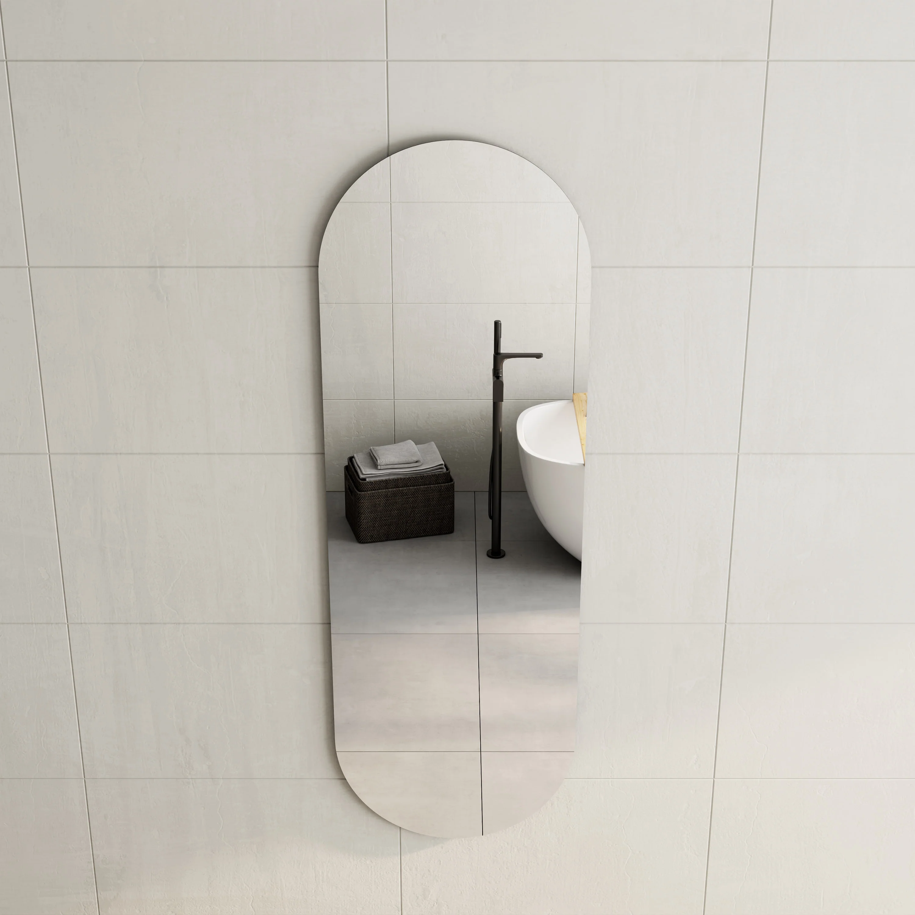 Pill Oval 1800mm x 600mm Frameless Mirror with Polished Edge - Image 2