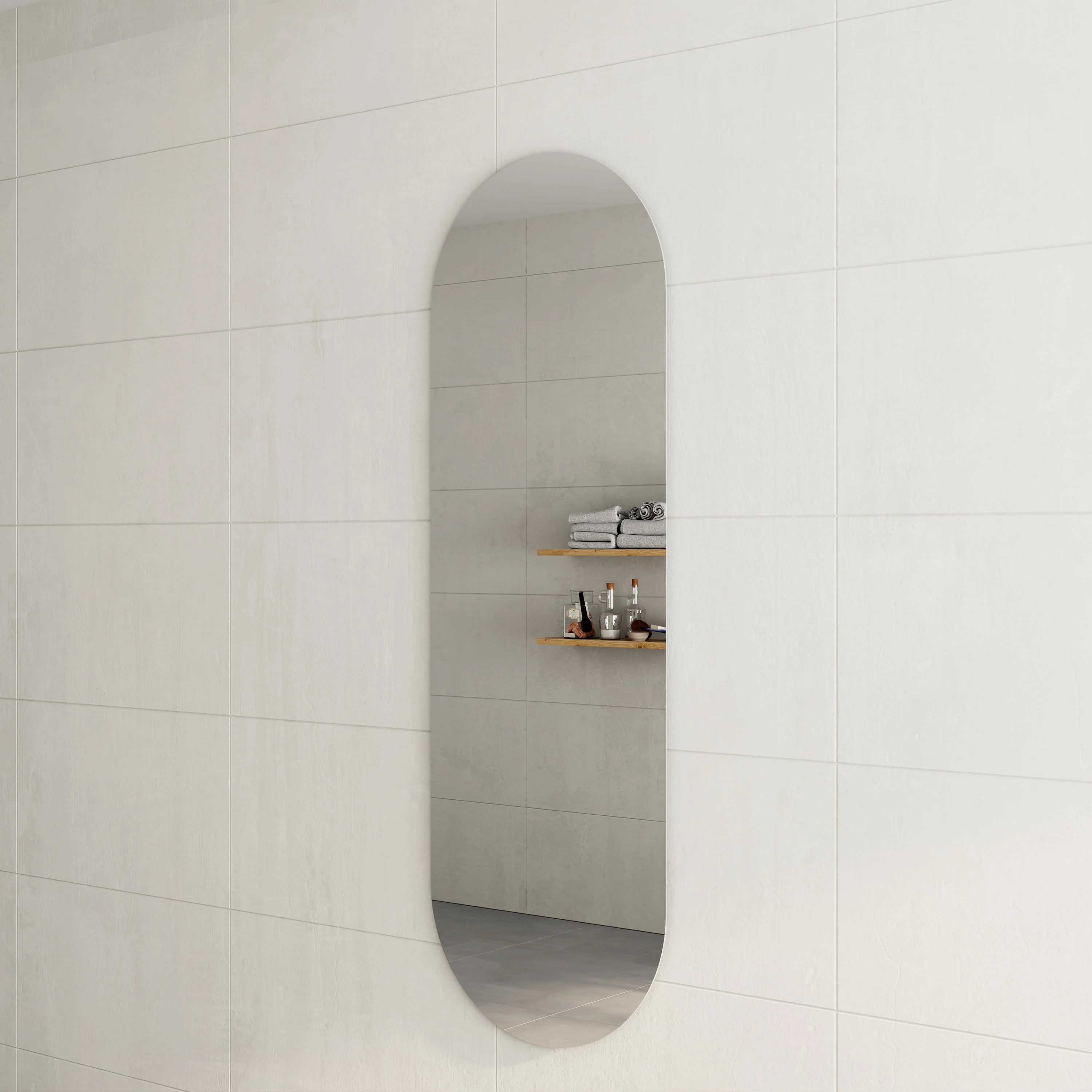 Pill Oval 1800mm x 600mm Frameless Mirror with Polished Edge - Image 3