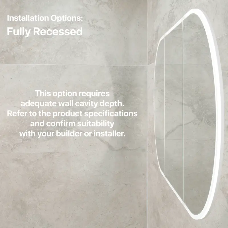Pill Oval 1800mm x 900mm Frontlit LED Mirrored Shaving Cabinet, Matte White - Image 10