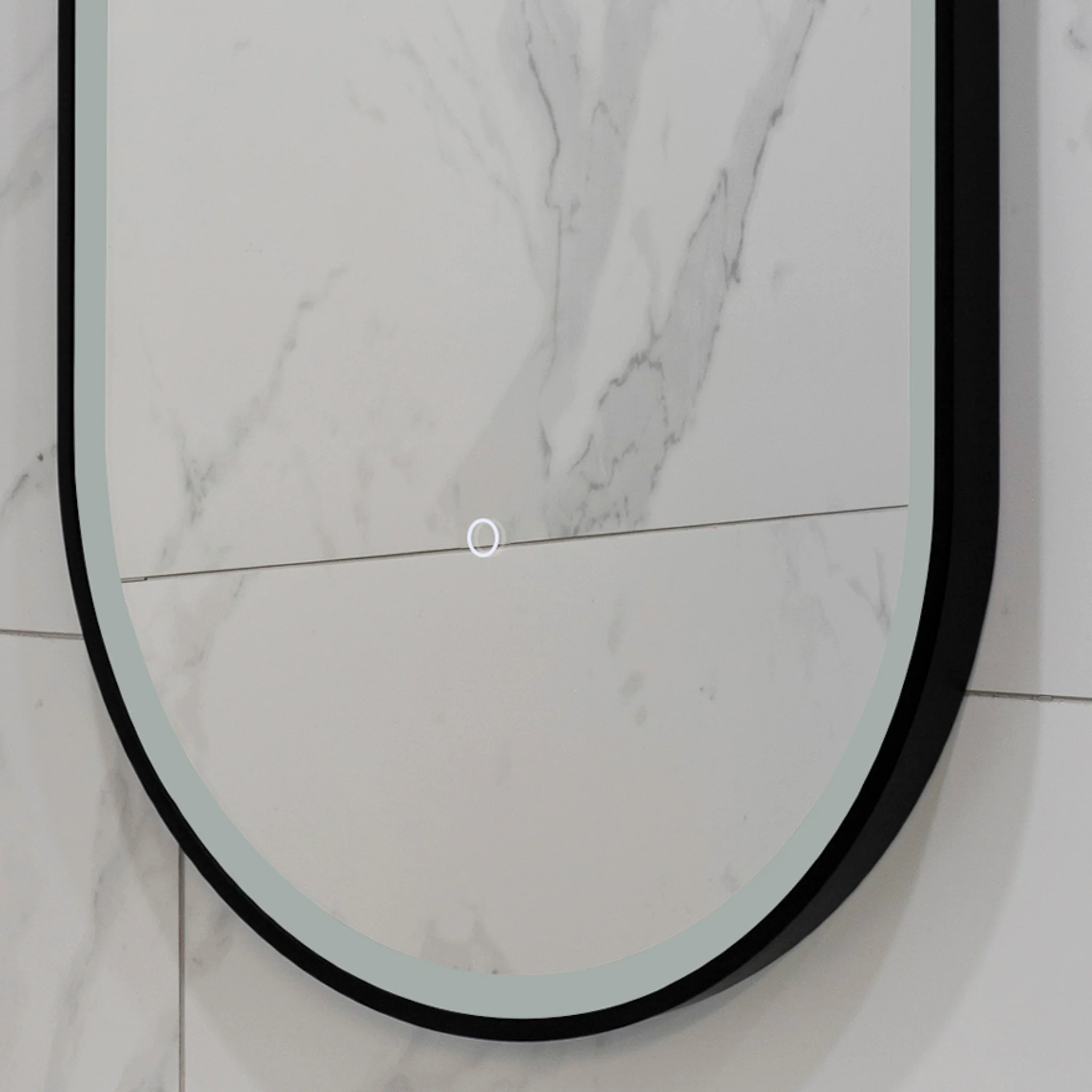 Pill Oval 500mm x 1000mm Frontlit LED Framed Mirror with Demister, Matte Black Frame - Image 11