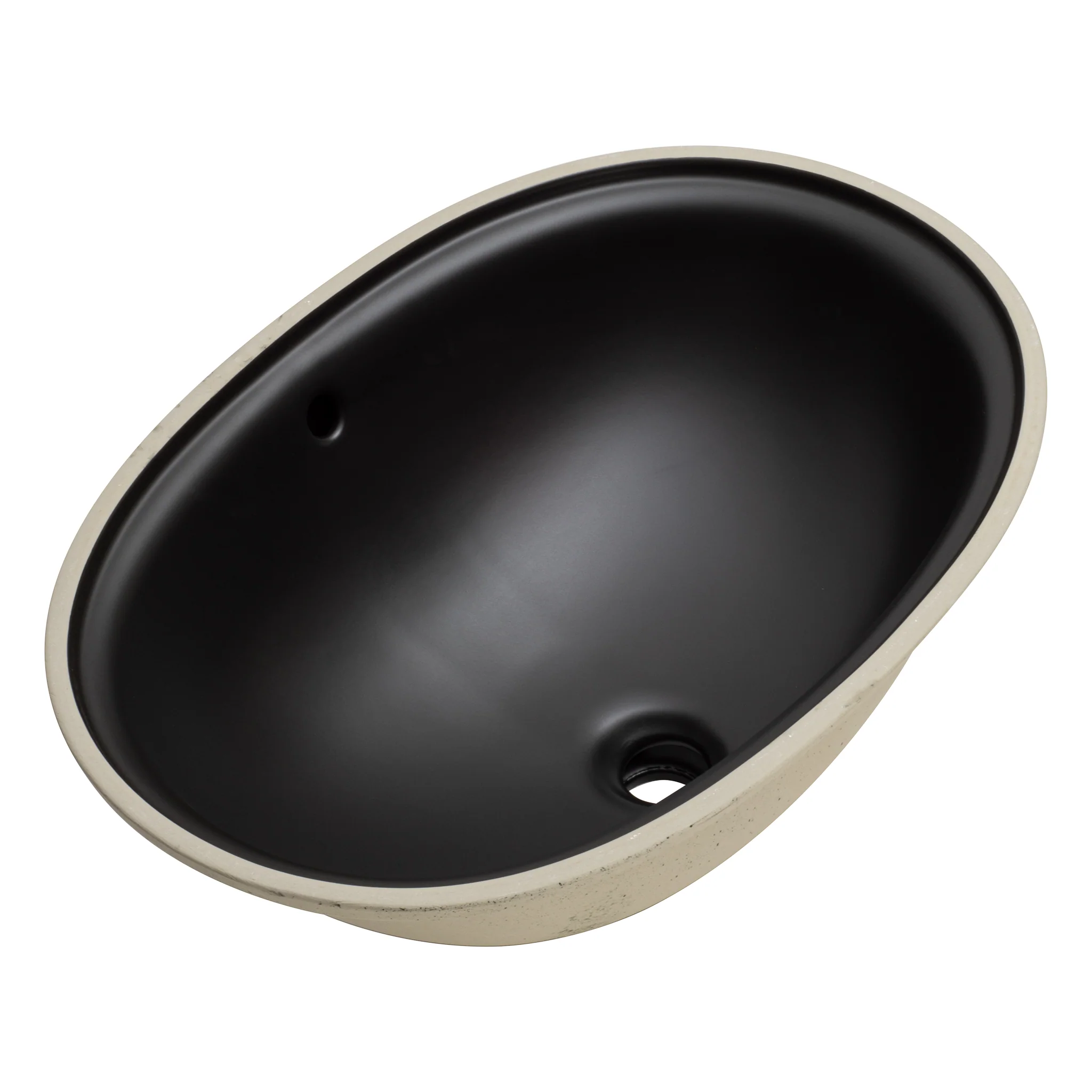 Pill Oval 600mm x 400mm Under-Counter Basin with Overflow, Matte Black - Image 6