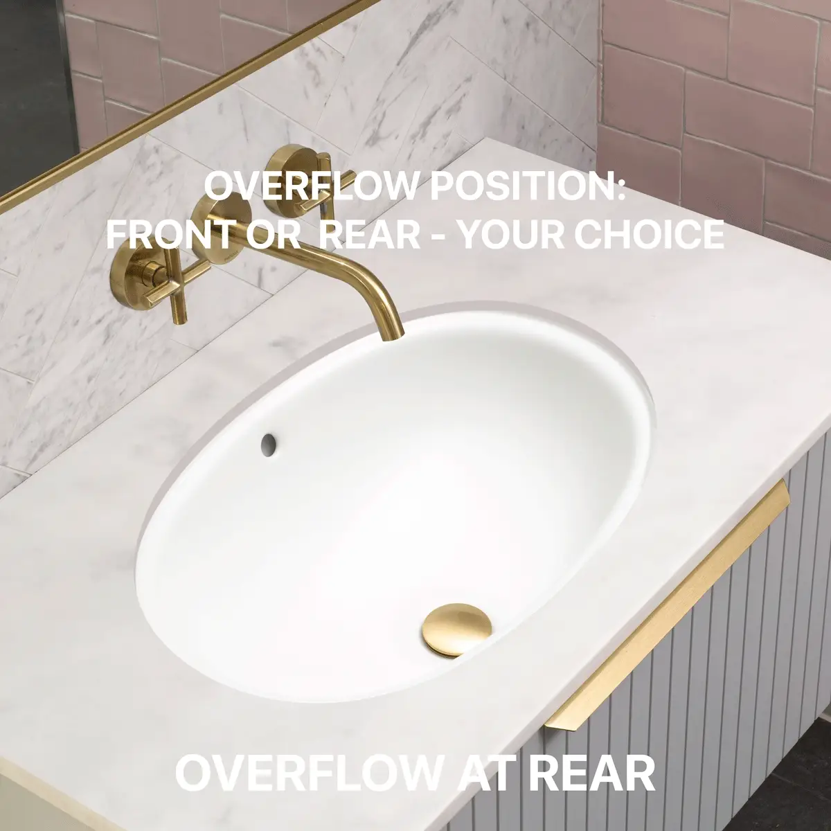 Pill Oval 600mm x 400mm Under-Counter Basin with Overflow, Matte White - Image 5