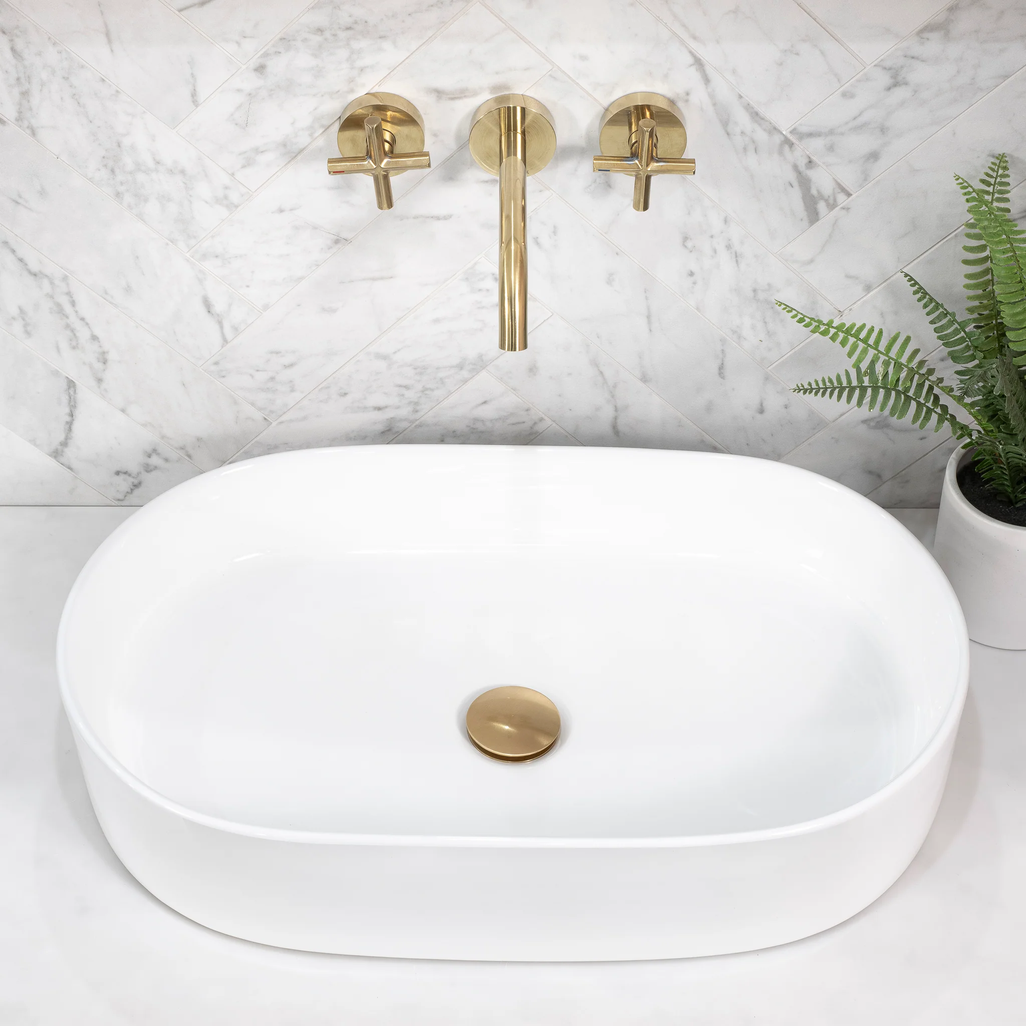 Pill Oval 600mm x 380mm Above-Counter Basin, Gloss White - Image 2