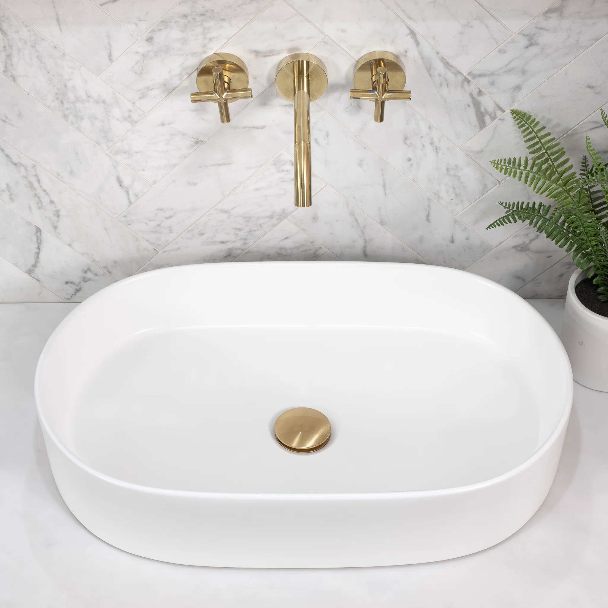 Pill Oval 600mm x 380mm Above-Counter Basin, Matte White - Image 2