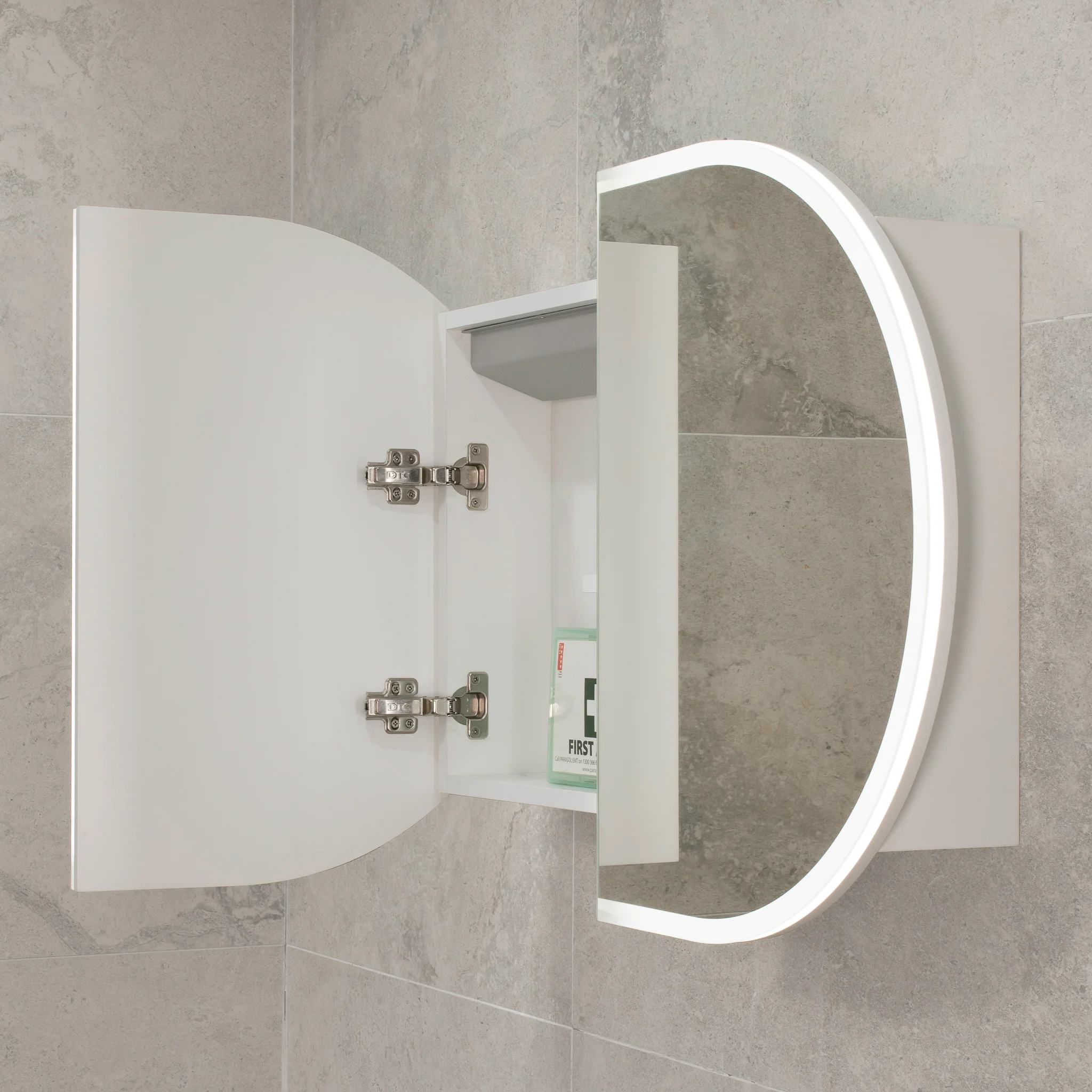 Pill Oval 900mm x 600mm Frontlit LED Mirrored Shaving Cabinet, Matte White - Image 3