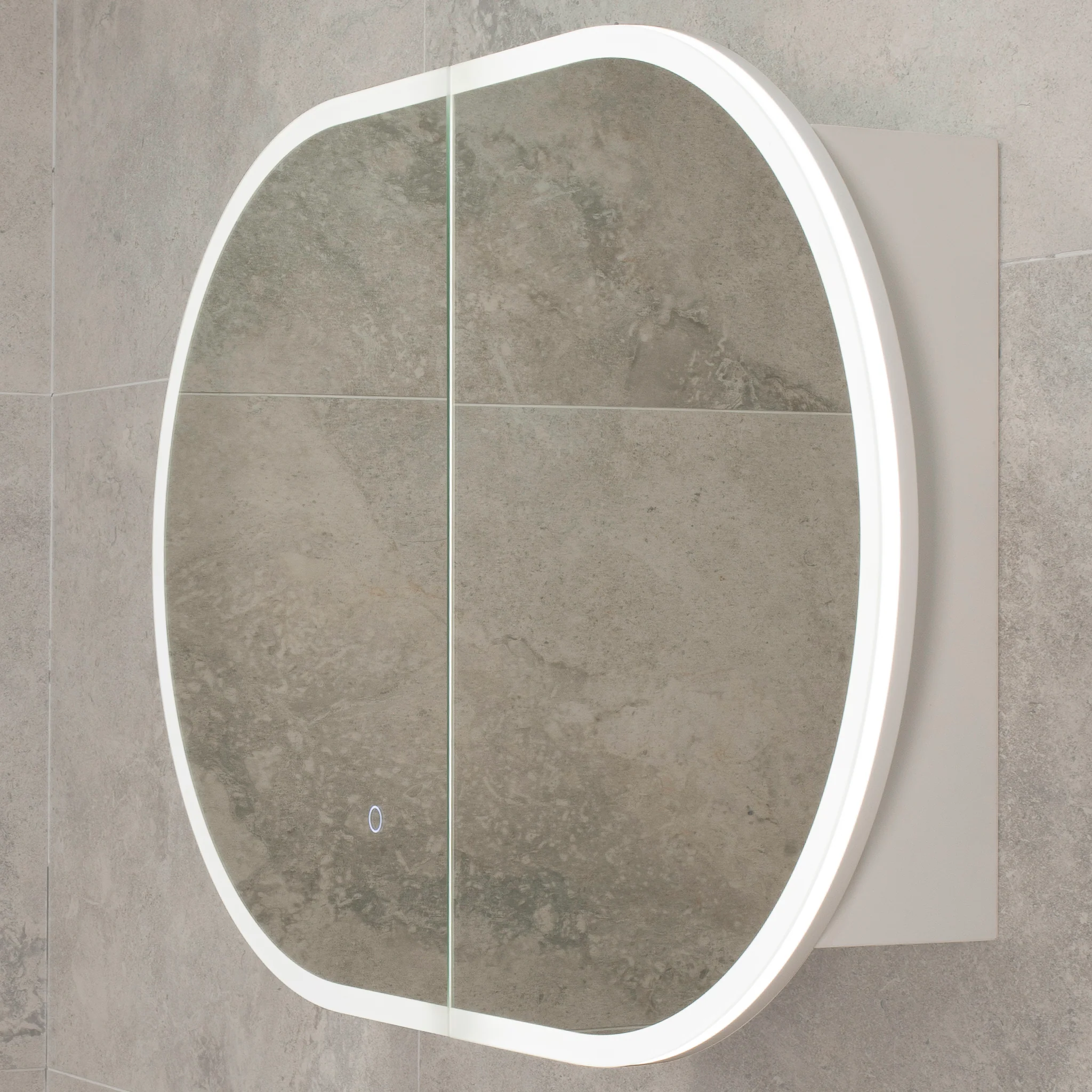 Pill Oval 900mm x 600mm Frontlit LED Mirrored Shaving Cabinet, Matte White - Image 8