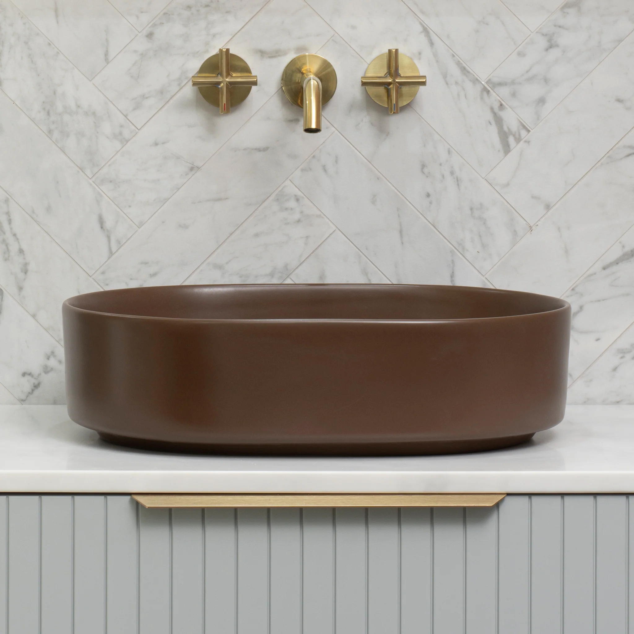 Pill Step 500mm x 370mm Above-Counter Basin, Matte Mocha - Image 3