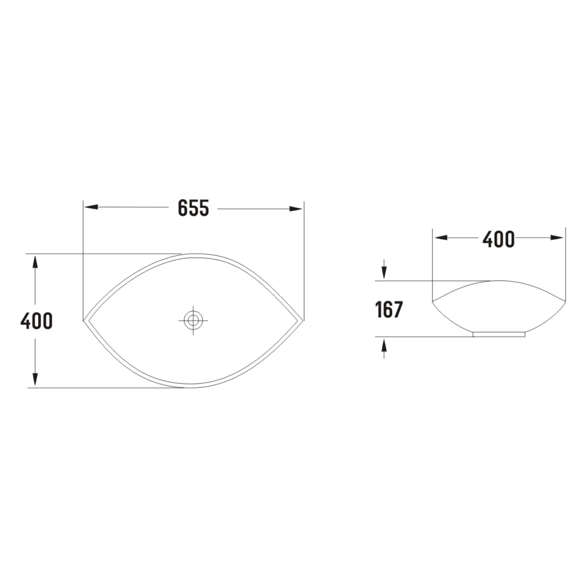 Pirouette 655mm x 400mm Above-Counter Basin, Gloss White - Image 4
