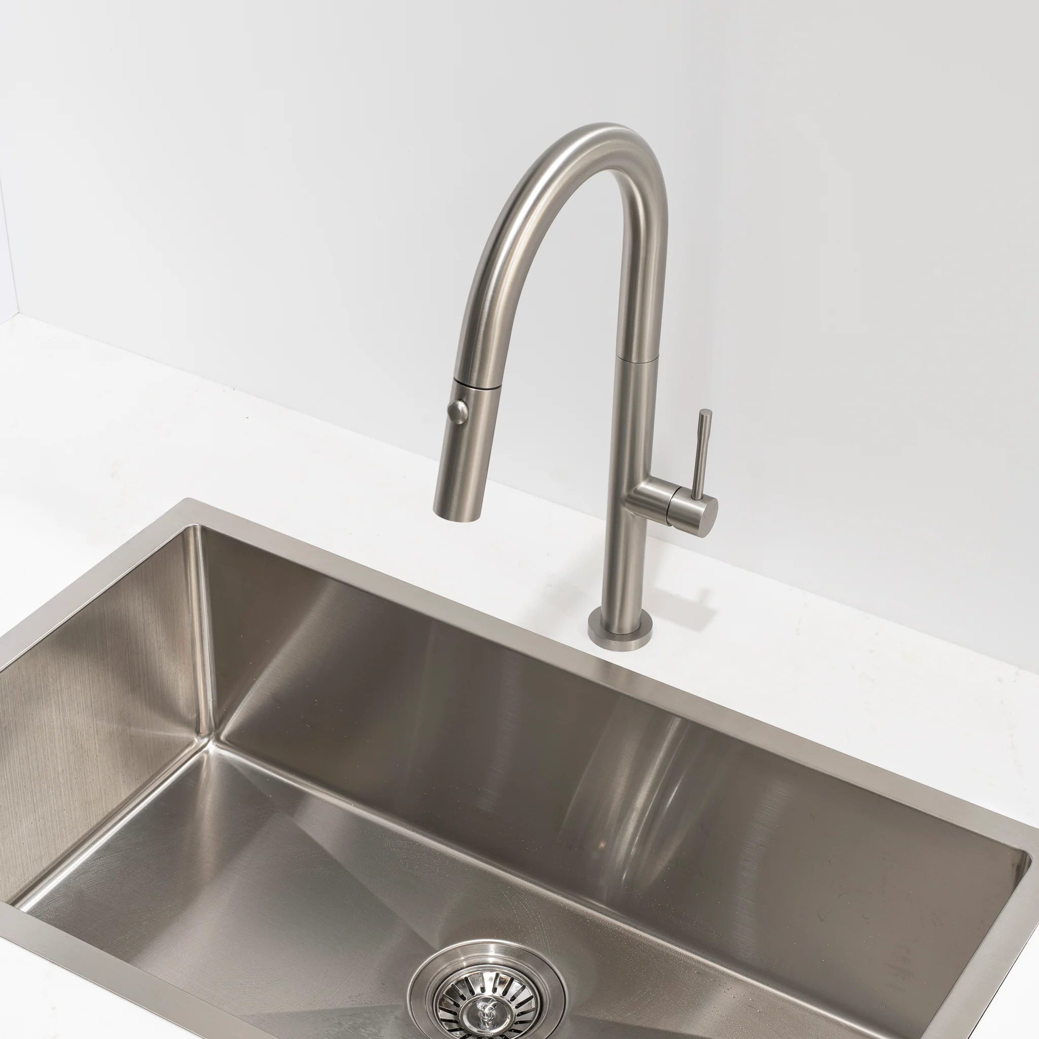 Profile Elegant Gooseneck Kitchen Sink Mixer with Pull-Out, Brushed SS Nickel - Image 2