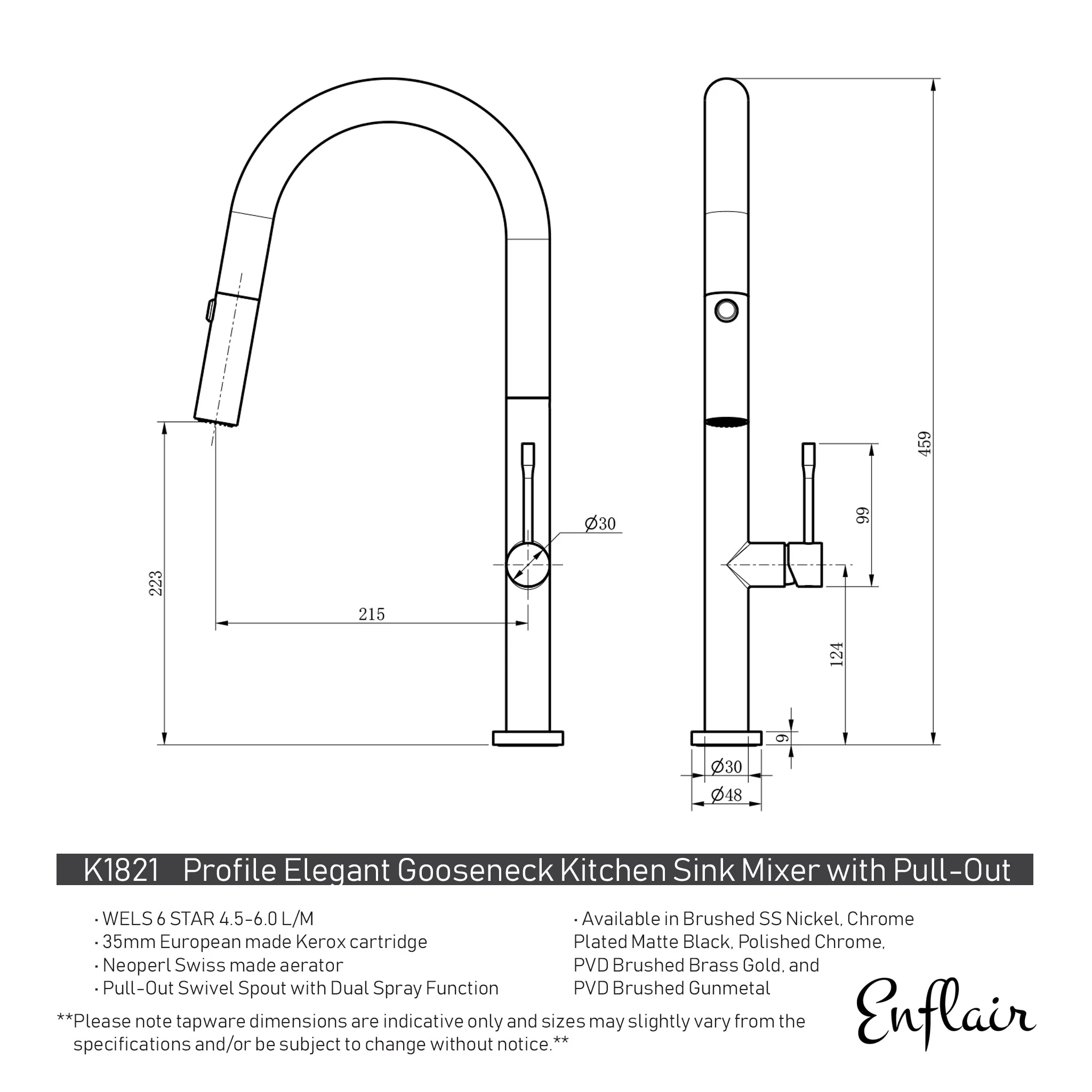 Profile Elegant Gooseneck Kitchen Sink Mixer with Pull-Out, Chromium Matte Black - Image 4