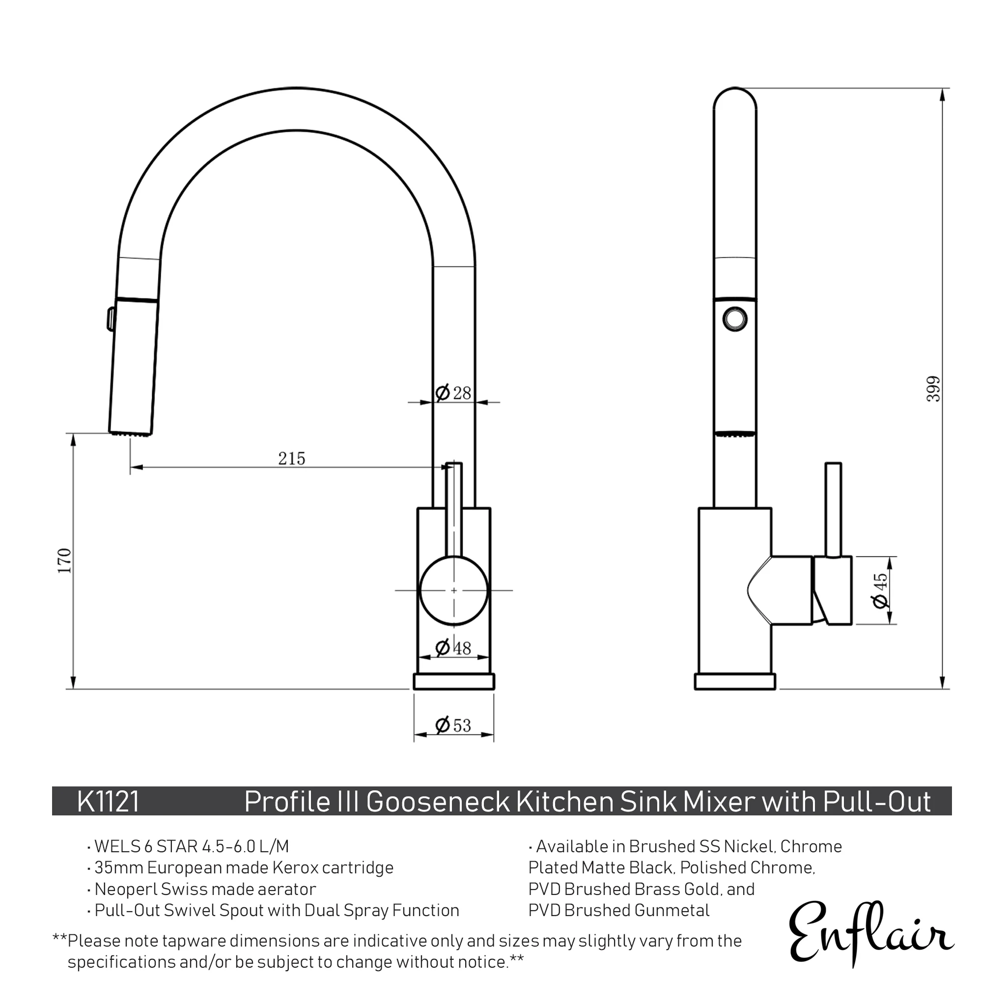 Profile III Gooseneck Kitchen Sink Mixer with Pull-Out, PVD Brushed Brass Gold - Image 3