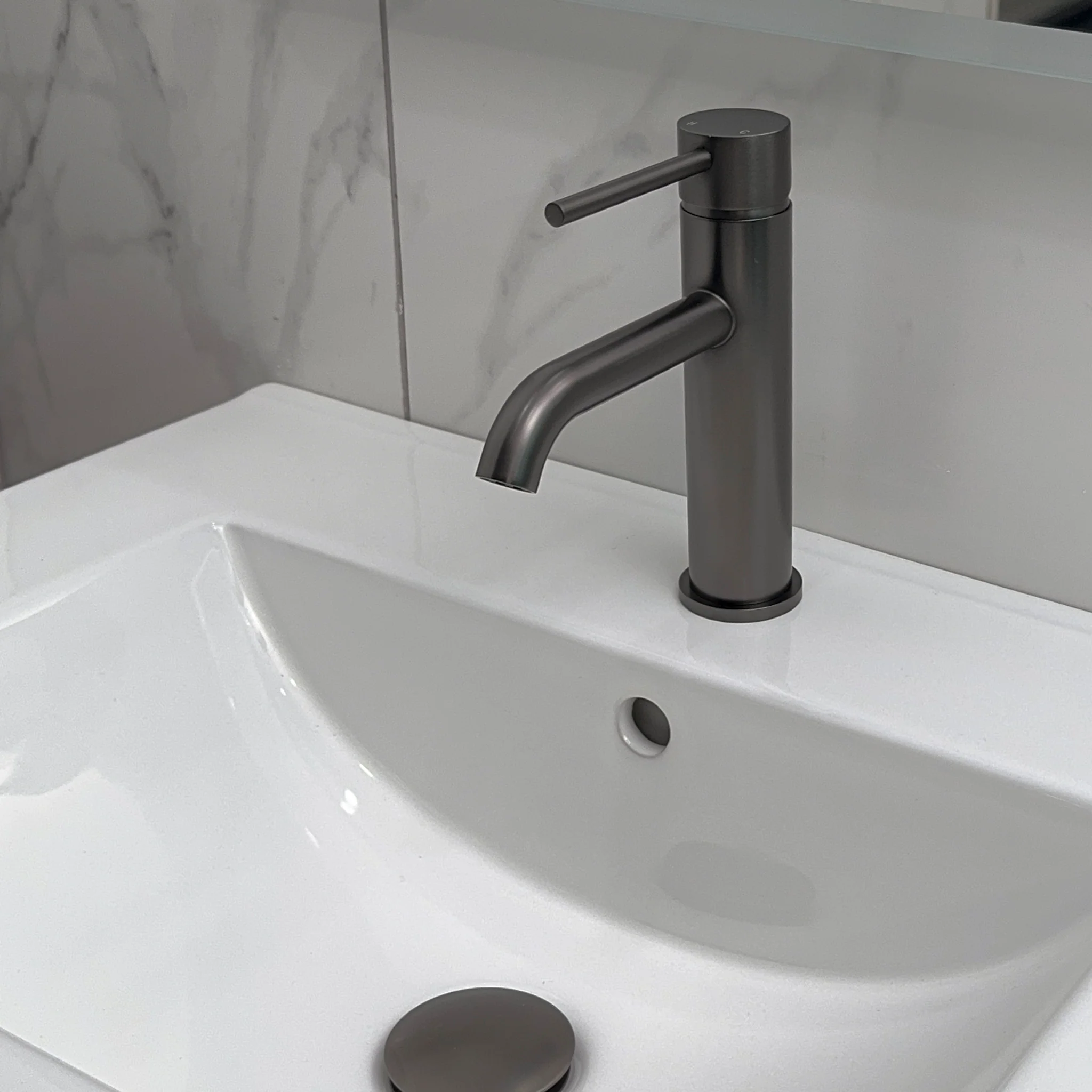 Profile III Short Basin Mixer, PVD Brushed Gunmetal - Image 3