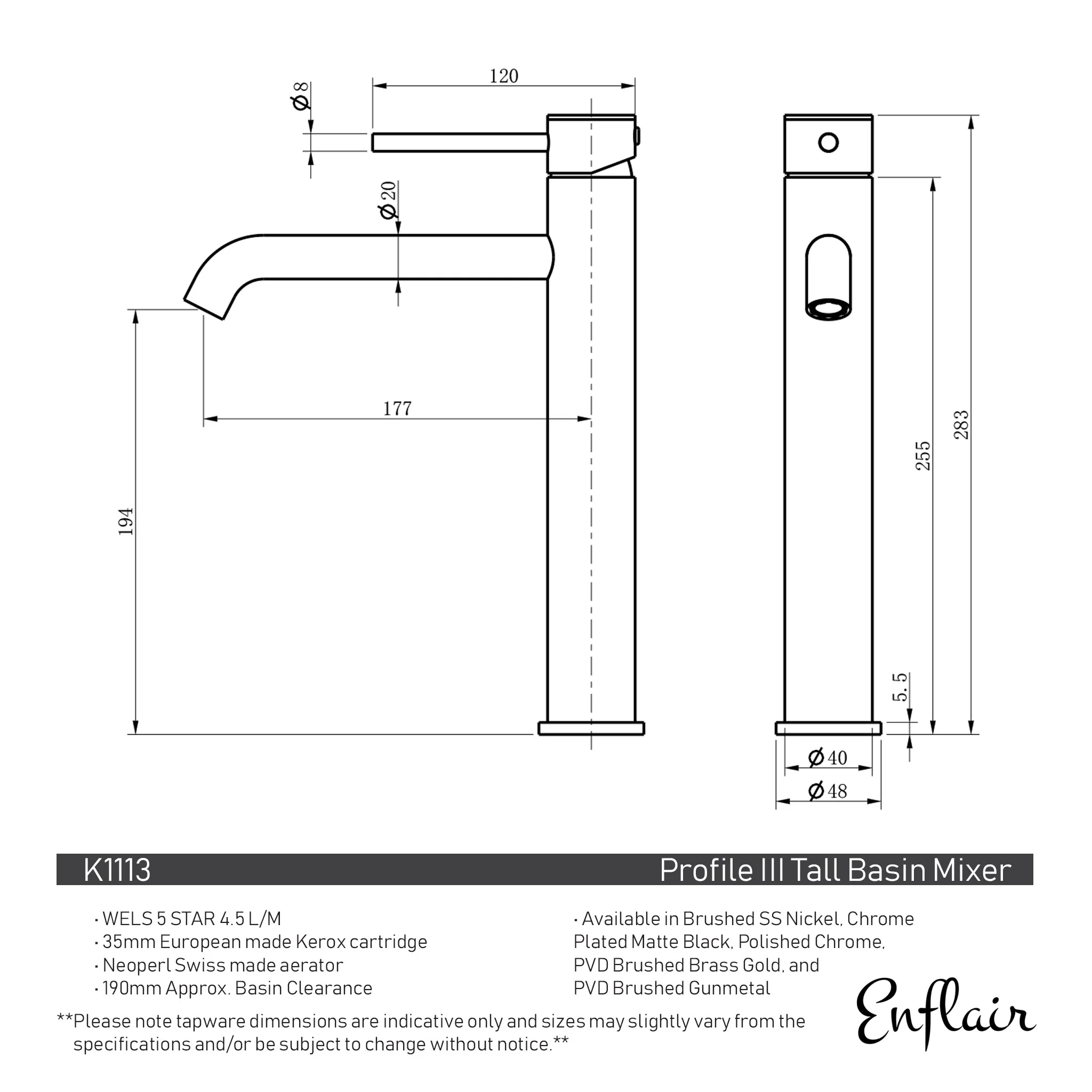 Profile III Tall Basin Mixer, PVD Brushed Brass Gold - Image 2