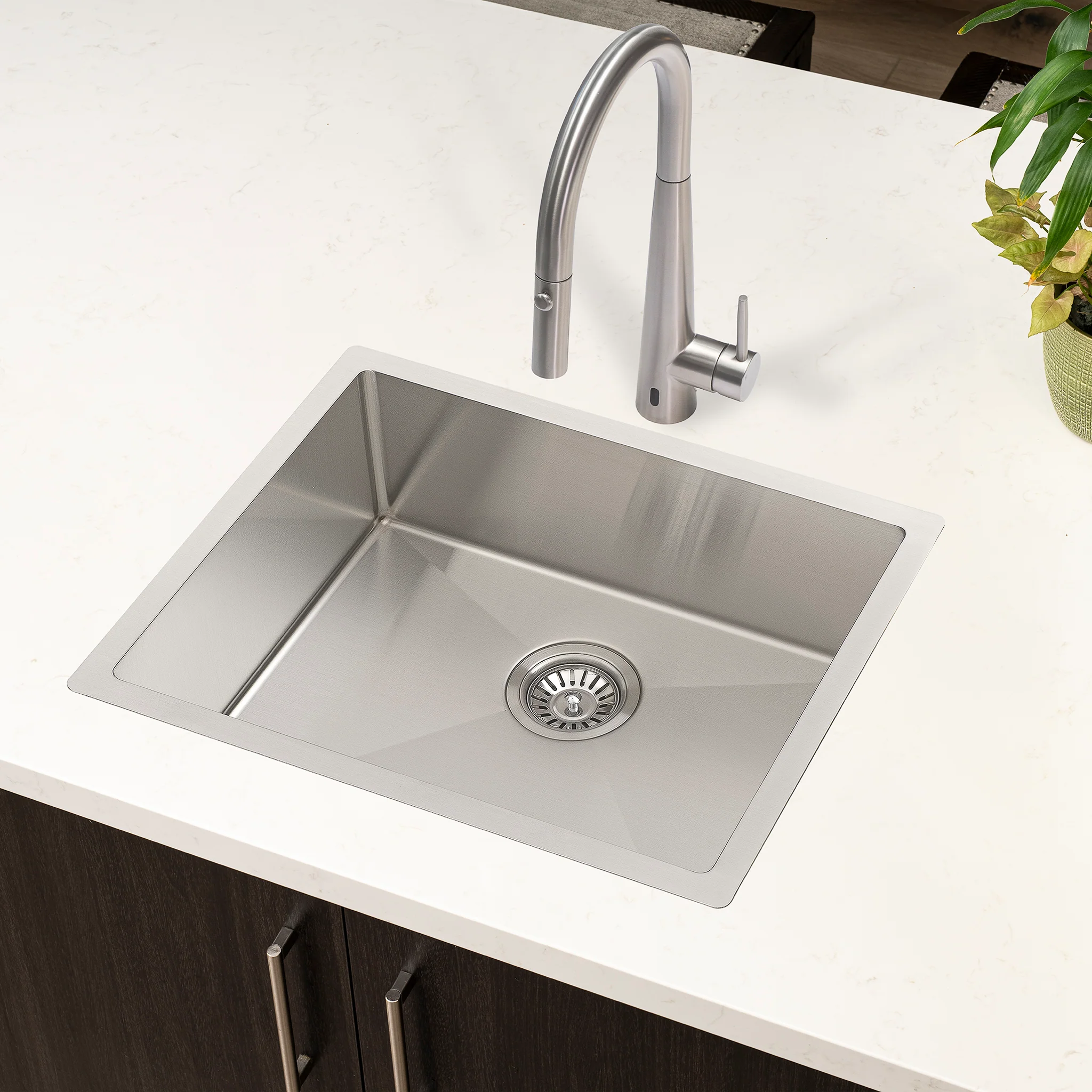 Profile Rise Gooseneck Kitchen Sink Mixer with Sensor and Pull-Out, Brushed SS Nickel - Image 2