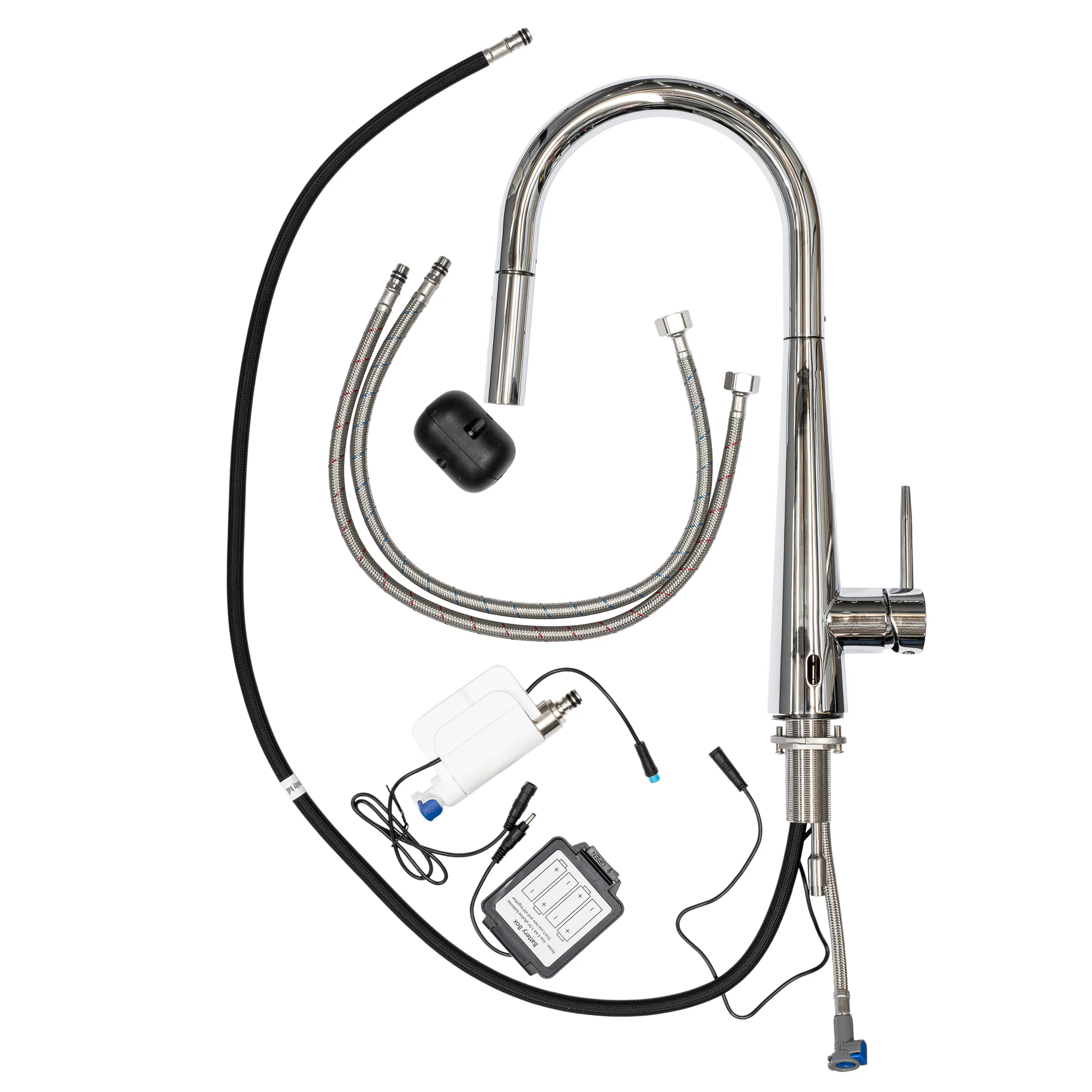Profile Rise Gooseneck Kitchen Sink Mixer with Sensor and Pull-Out, Polished Chrome - Image 4