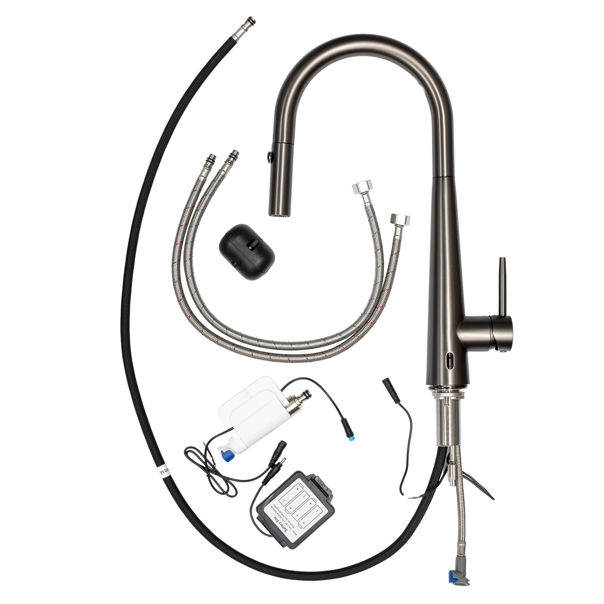 Profile Rise Gooseneck Kitchen Sink Mixer with Sensor and Pull-Out, PVD Brushed Gunmetal - Image 4