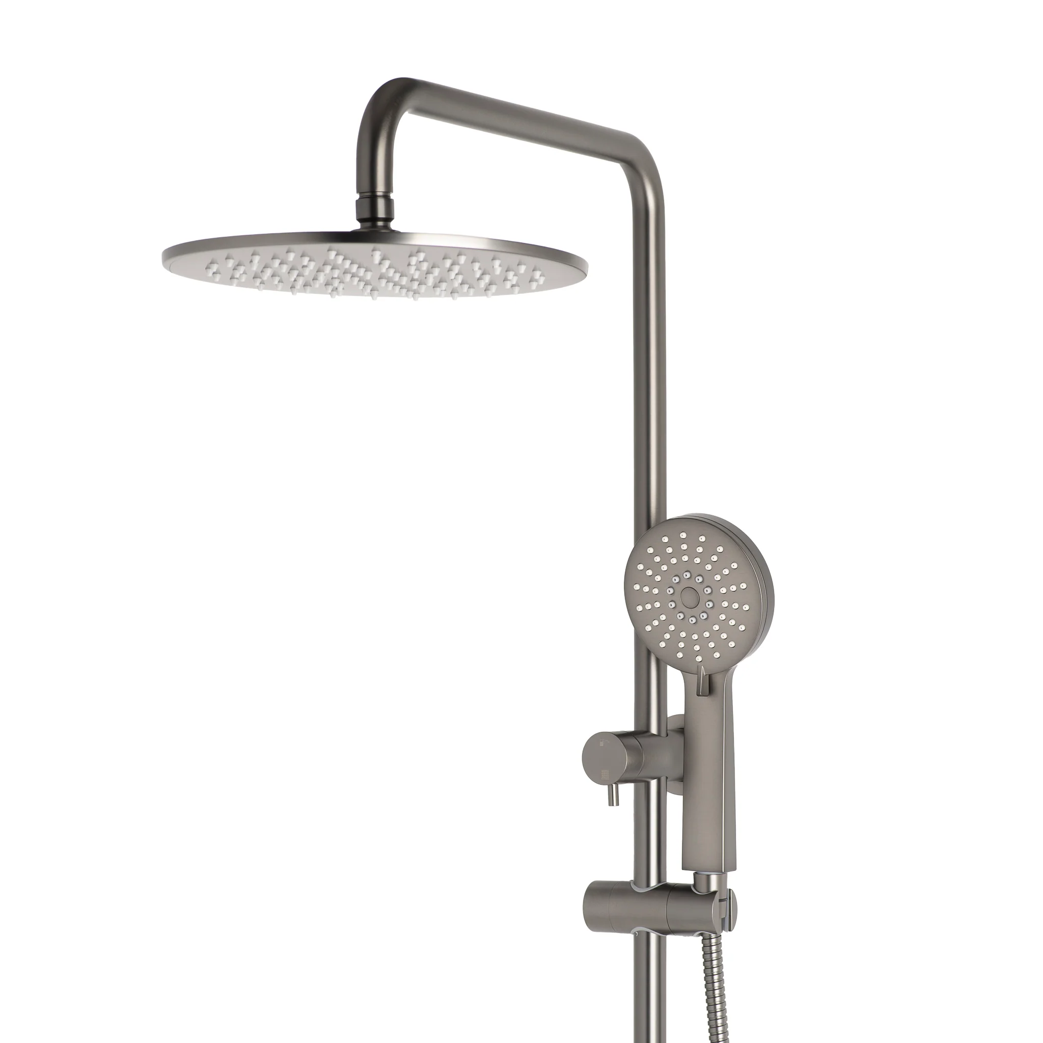 Profile Round Twin Shower System with Adjustable Rail and 250mm Head, Brushed Gunmetal - Image 2
